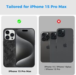 MONOCARBON Forged Real Carbon Fiber for iPhone 15 Pro MAX Case Cover (MagSafe Compatible) Military Grade - Matte Black